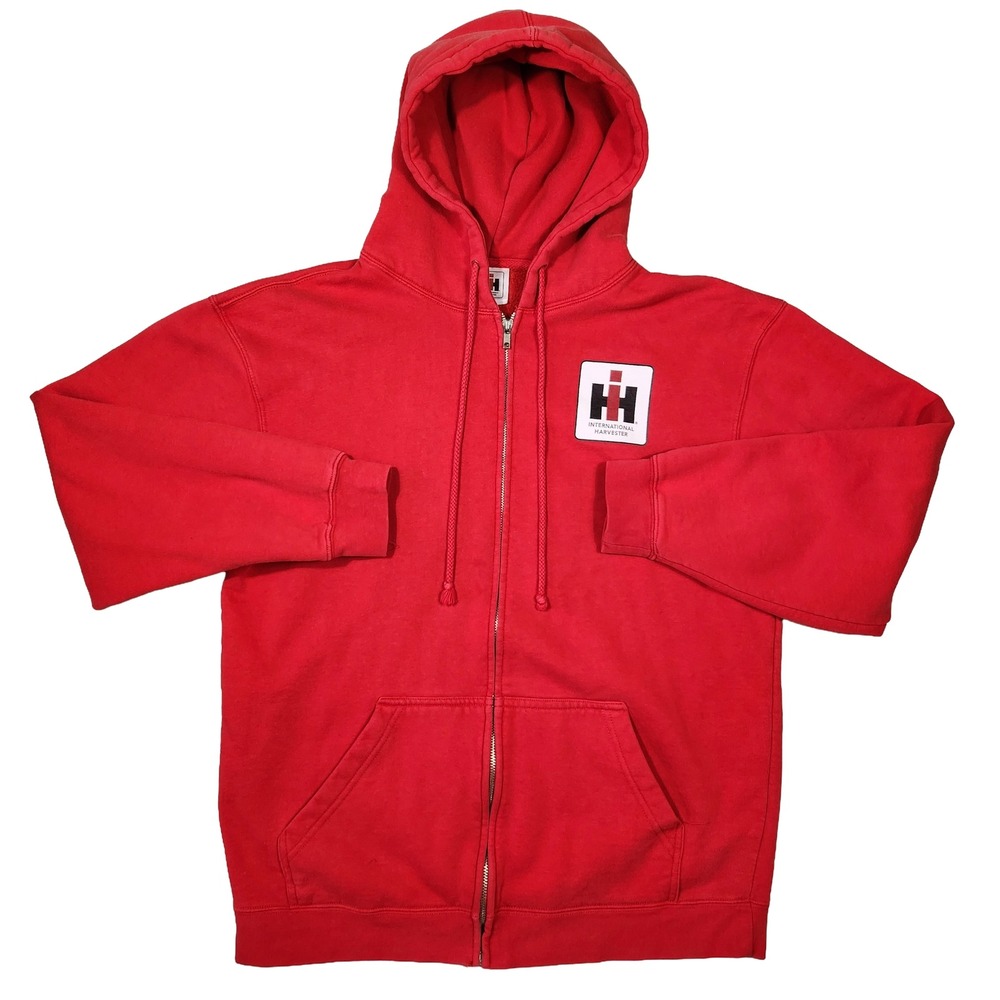 International Harvester Full Zip Up Hoodie Mens L Farmer Agriculture Workwear‎